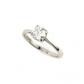Round Brilliant Cut Diamond Ring Set In Platinum 0.58ct G/VS2